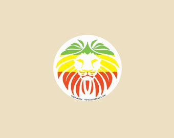 Rasta Lion Face 3 Inch Round Sticker- car sticker, laptop sticker, vinyl sticker, decal