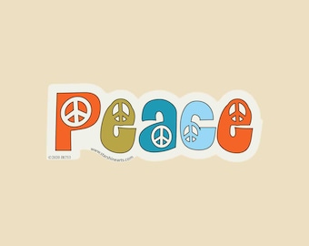 70's Peace Die Cut Small & Large Bumper Sticker- peace sticker, peace and love, kindness, peace sign, hippie sticker, laptop sticker