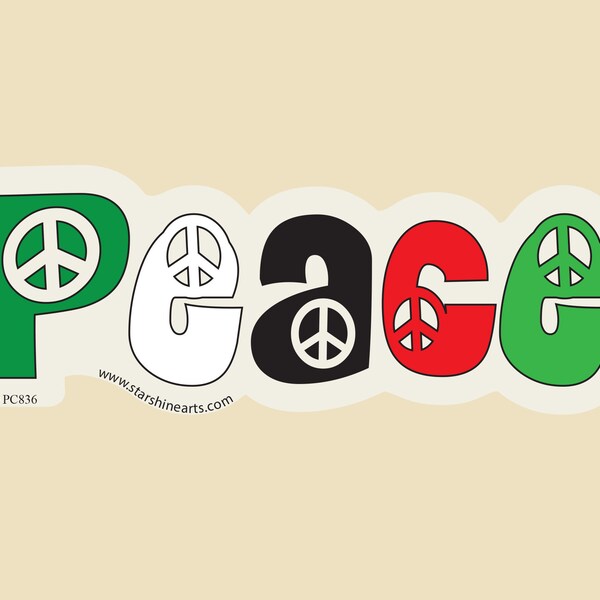 Peace in the Middle East Large OR Small Bumper Sticker- car sticker, laptop sticker, window sticker, decal
