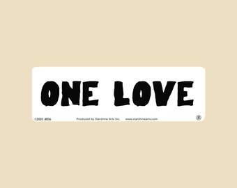 One Love Small OR Large Bumper Sticker- car sticker, laptop sticker, vinyl sticker, decal, reggae, rasta, roots, peace and love, hippie