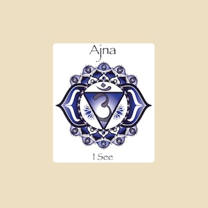 Third Eye Chakra Ajna 3&quot; x 3.5&quot; Die Cut Sticker- car sticker, laptop sticker, vinyl sticker, decal