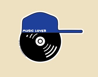 Naklejka winylowa Music Lover Vinyl Hat 3 cale - naklejka na samochód, naklejka na laptopa, naklejka winylowa, kalkomania