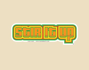 Stir It Up Die Cut Small OR Large Bumper Sticker- car sticker, laptop sticker, vinyl sticker, decal, rasta, roots, reggae, jamaica, one love