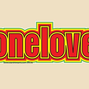 One Love Die Cut Small & Large Bumper Sticker- one love, rasta, red, gold, green, rastafari, peace, unity