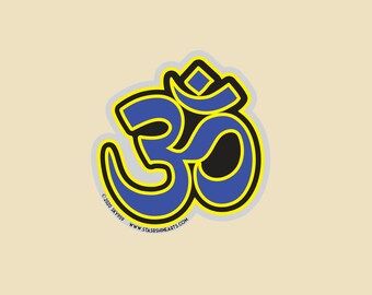 Blue and Gold Om Die Cut Sticker- (3" x 3") car sticker, laptop sticker, vinyl sticker, decal