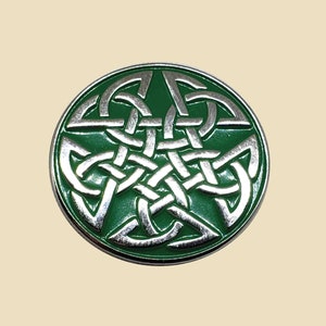 Celtic Pentagram Green and Silver Enamel Pin