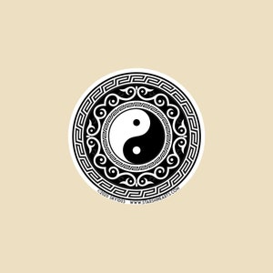 Tribal Yin Yang 3&quot; x 3&quot; Round Sticker- car sticker, laptop sticker, vinyl sticker, decal