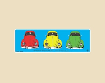 Three Bugs Small OR Large Bumper Sticker- car sticker, laptop sticker, vinyl sticker, decal