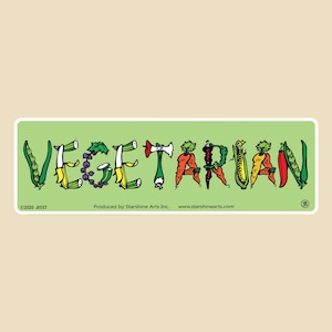 Vegetarian Veggies Small OR Large Bumper Sticker- car sticker, laptop sticker, vinyl sticker, decal