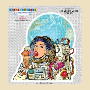 Astronaut Ice Cream Lover Large Sticker- car sticker, laptop sticker, bumper sticker, vinyl sticker, decal