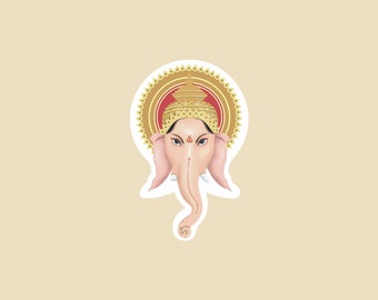 Ganesha Die Cut 3" x 3" Sticker- car sticker, laptop sticker, vinyl sticker, decal