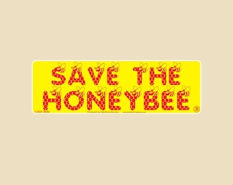 Save The Honeybee Small OR Large Bumper Sticker- car sticker, laptop sticker, vinyl sticker, decal, bees, save the bees, honeycomb