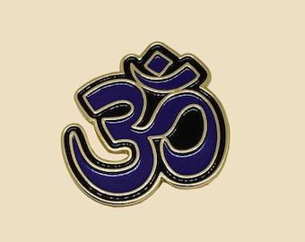 Om Enamel Pin Gold, Blue, and Black