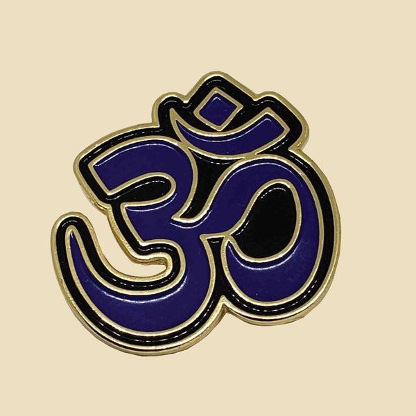 Om Enamel Pin Gold, Blue, and Black