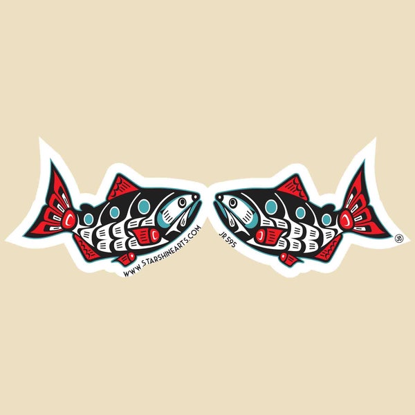 Kissing Salmon Die Cut Small OR Large Bumper Sticker- car sticker, laptop sticker, vinyl sticker, window sticker, decal