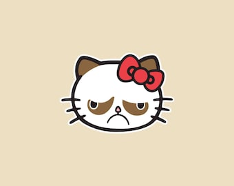 Grumpy Cat 2,5 x 3,5 inch gestanste sticker - autosticker, laptopsticker, vinylsticker, sticker