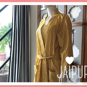 Stripe Cotton Kimono, Convertible Top, Printed Dressing Gown, Wrap top, Dressing robe, BRIDESMAID ROBE, cardigan