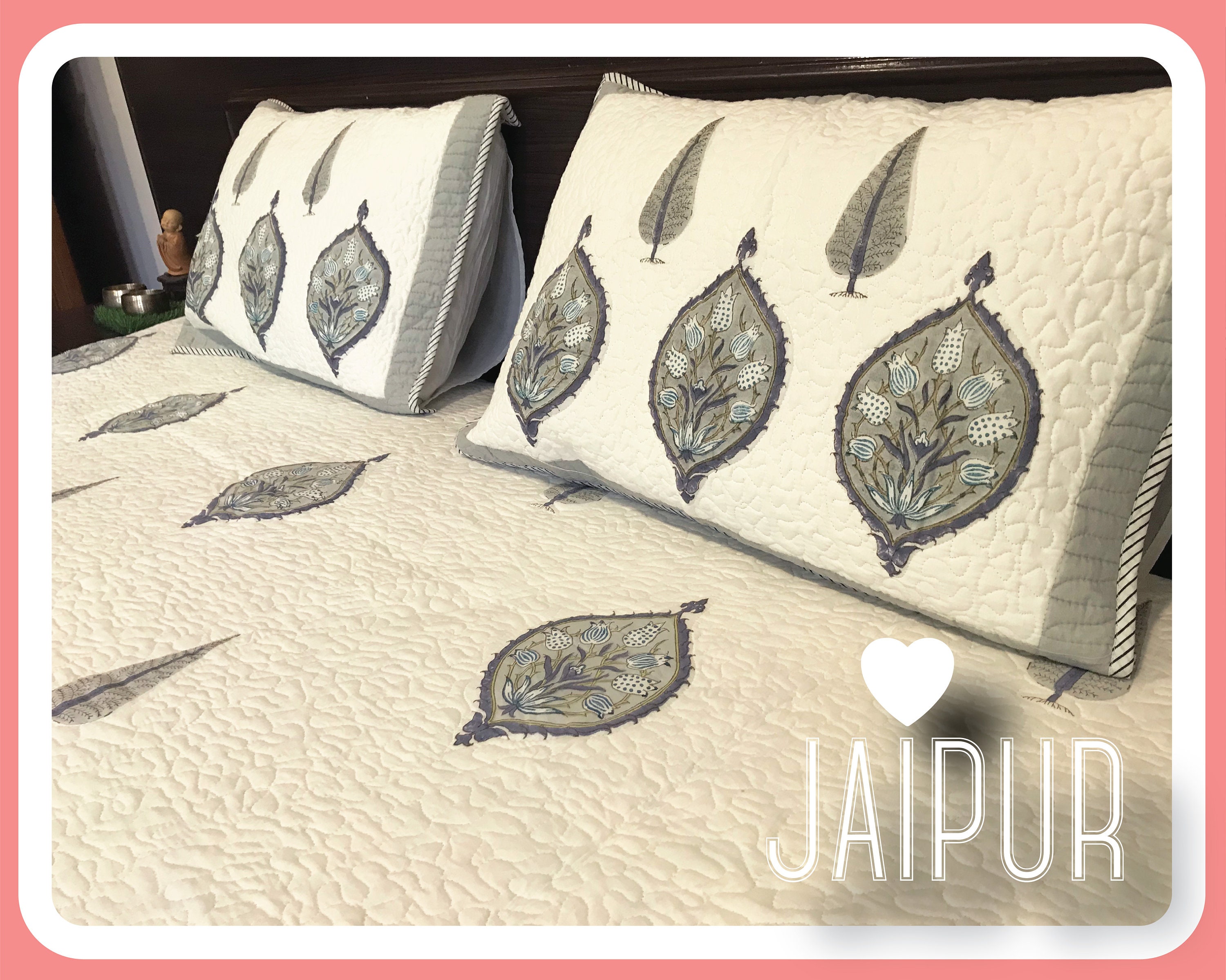 JAIPUR Hand Block Printed REVERSIBLE Bed cover INDIAN Etsy
