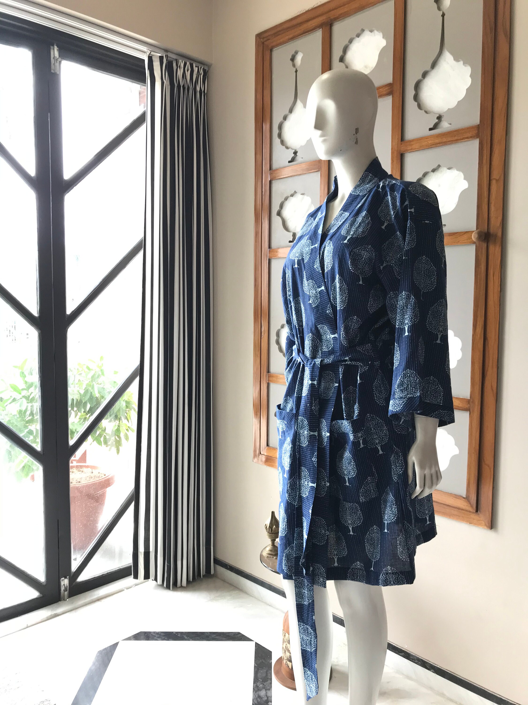 Kumani Robe Hand Block Print Cotton Kimono Robe: Convertible Wrap Top - Etsy