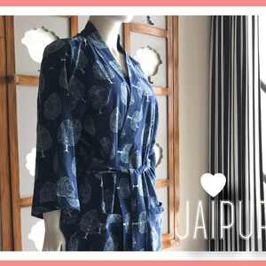 Hand Block print Cotton Kimono robe, Convertible Top, Wrap top, Dressing robe, Bridesmaid robe, cotton bathrobe