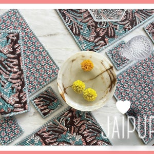 Set of 4- Hand Block Print QUILTED REVERSIBLE Placemat/ Dining and table linen
