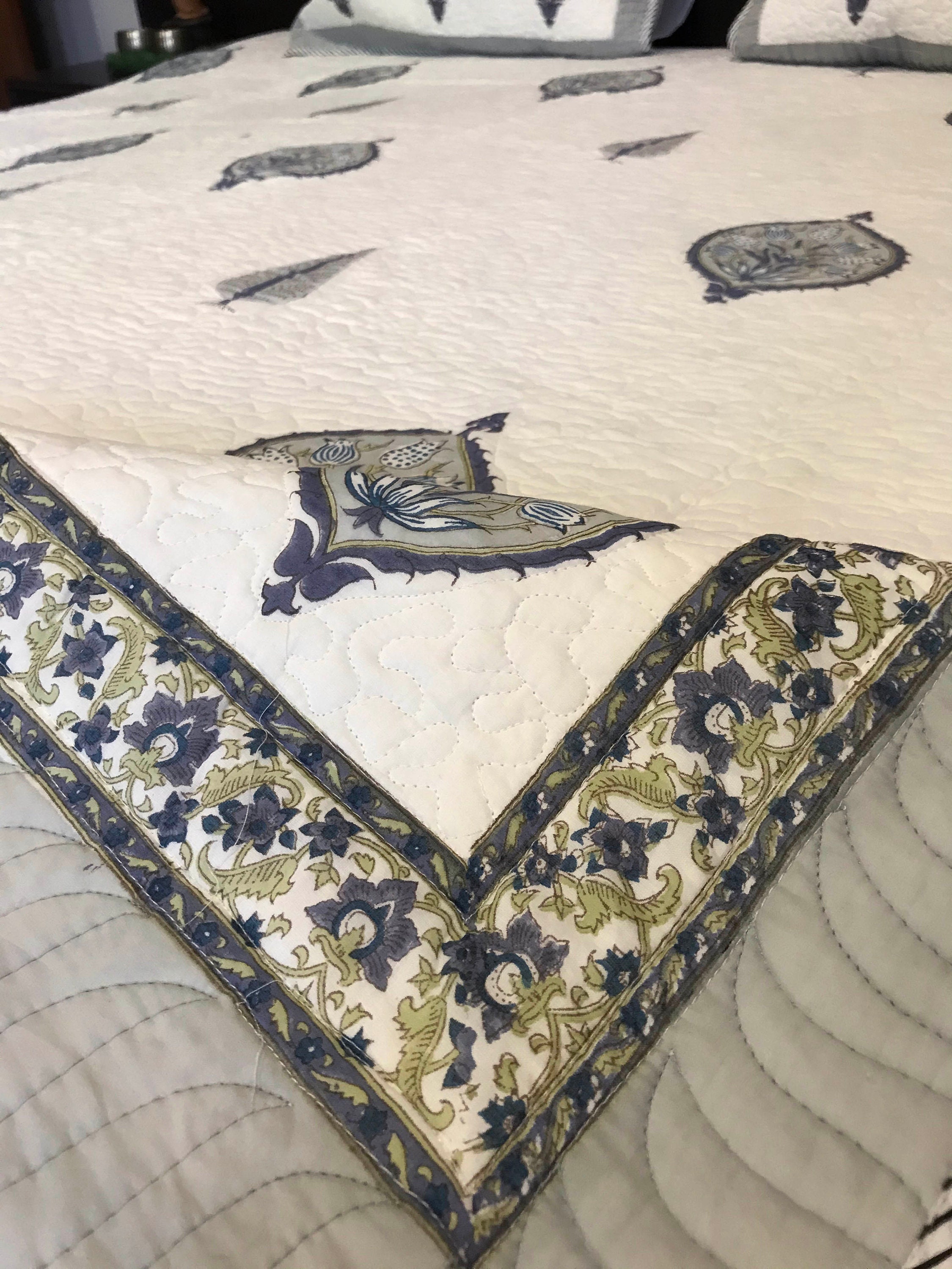 JAIPUR Hand Block Printed REVERSIBLE Bed cover INDIAN Etsy