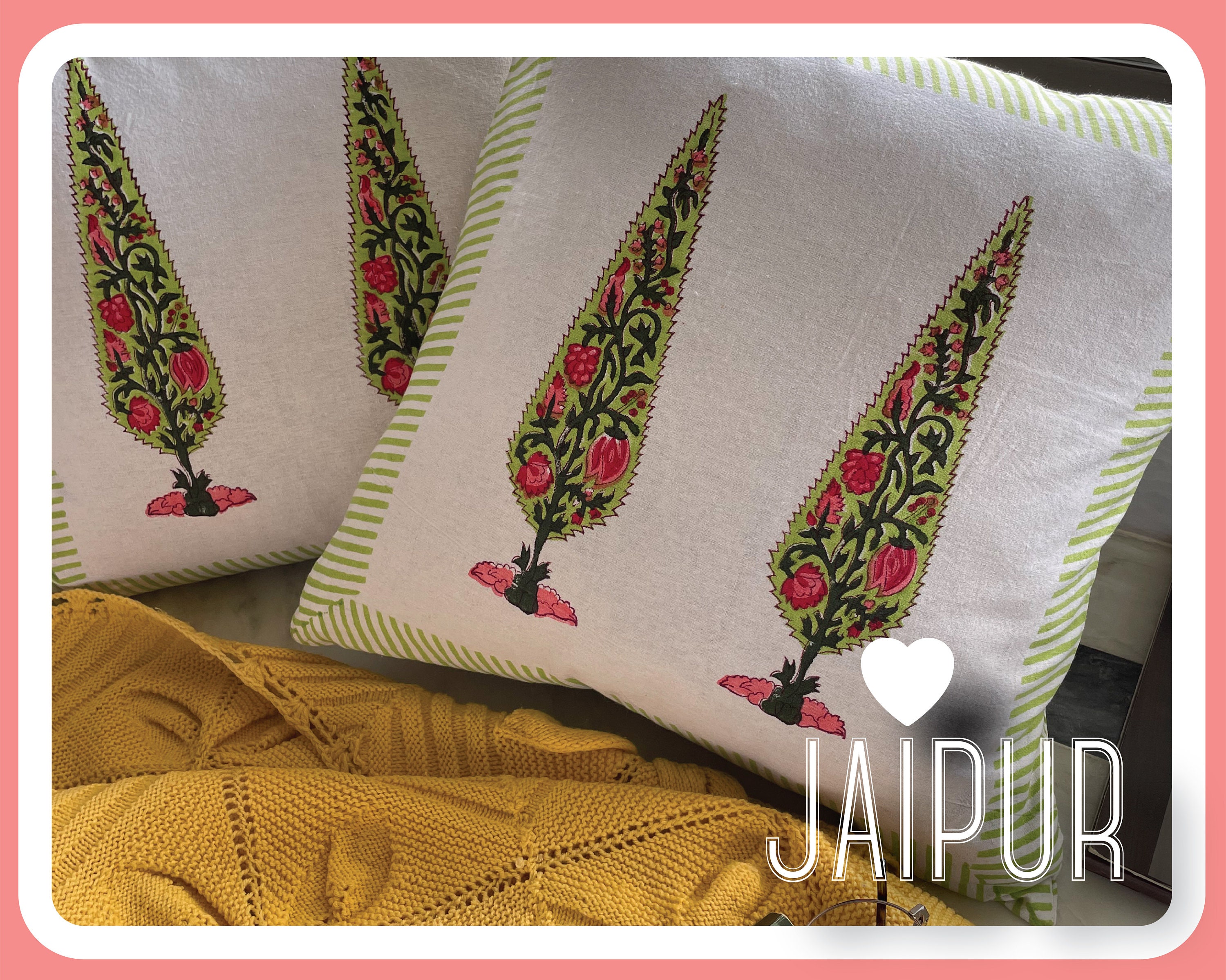 Jaipur Hand Block Print REVERSIBLE Cushion Covers I Decorative Etsy
