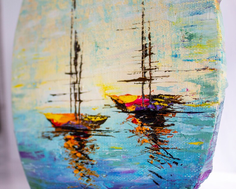 Seascape palette knife painting Сolorful oil painting on Etsy