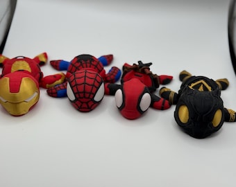 Superhero Flexi Turtles | 3D Printed Articulated Figures | Collectible Fidget Toys | Spider-Man, Deadpool, Marvel-Inspired