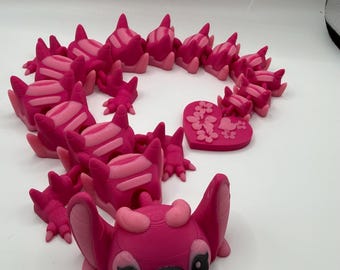 Adorable juguete articulado rosa inspirado en Flexi Stitch / Regalo coleccionable hecho a mano