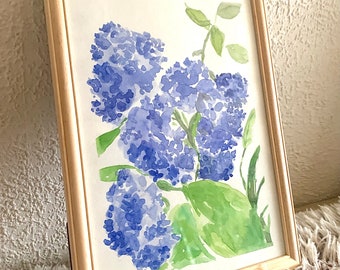 Origineel aquarel schilderij Hortensia Hortensia