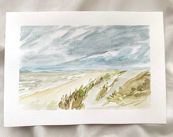 Aquarell Meereslandschaft Ruhiges Meer Original Minigemälde