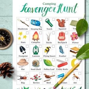 Nature Scavenger Hunt Printable, Forest Treasure Hunt for Kids, Hiking Game, Outdoor Family Activity, Camping Party Game
