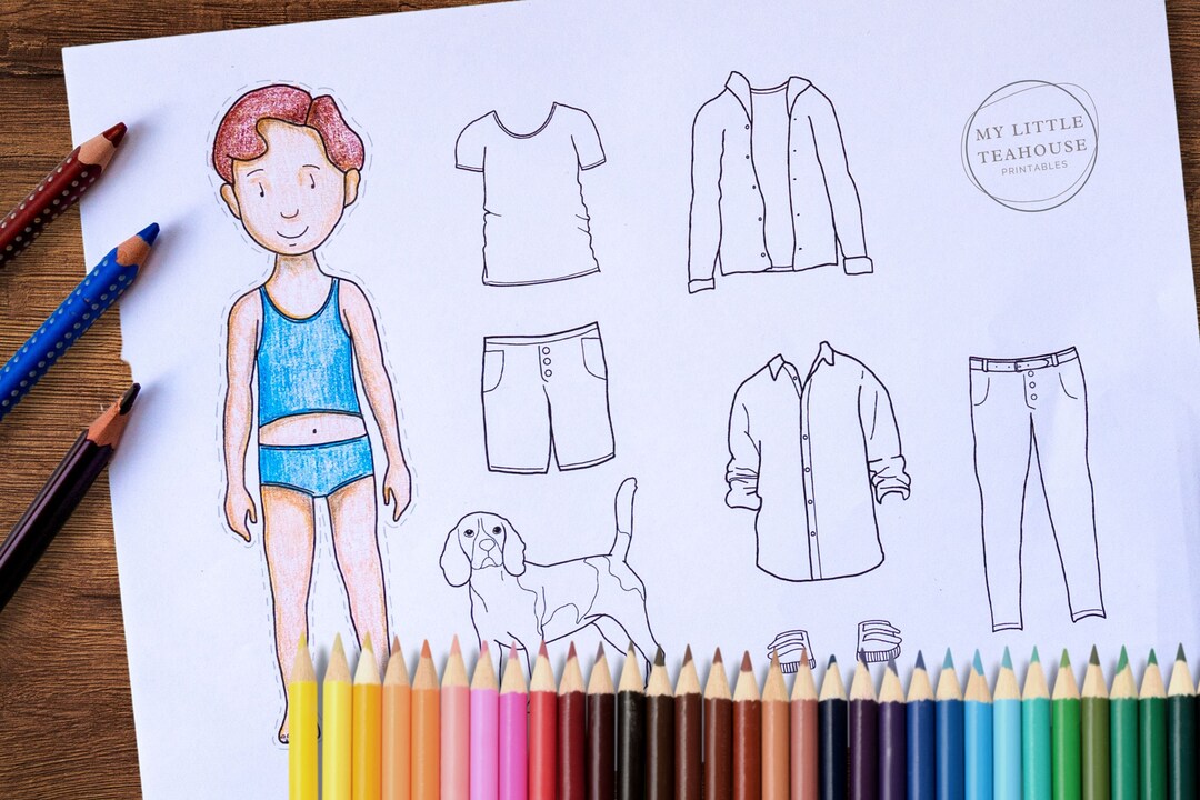 Dress up Doll, Paper Doll Printable, Craft Kit, Adult Coloring Sheet - Etsy