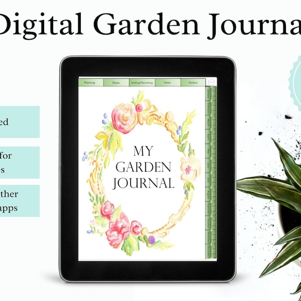 Digital Garden Planner,  Sustainable Journal for Gardeners, Reusable Garden Journal, Mother's Day Gift