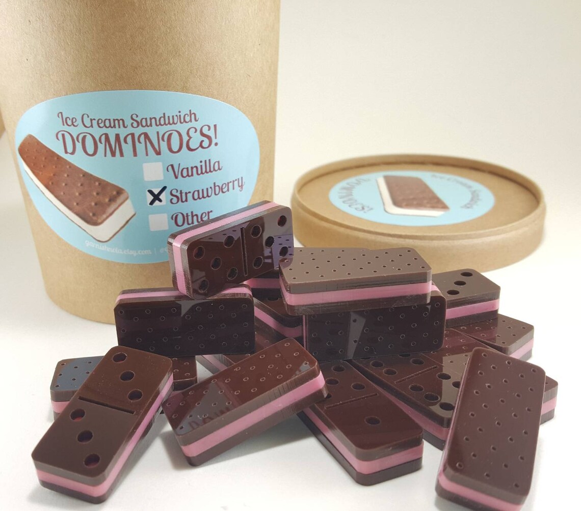 Ice Cream Sandwich Dominoes Strawberry Etsy