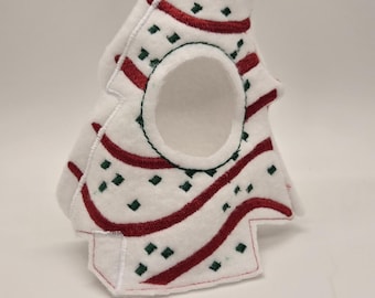 White Christmas Tree Elf Fleece Doll Costume: Embroidered, Handmade Costume