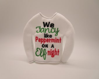 Embroidered Fleece Elf Doll Sweater: "We Fancy like Peppermint"