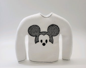 Mouse Head Shelf Elf Sweater: 12" Doll Clothes, Handmade Fleece Costume
