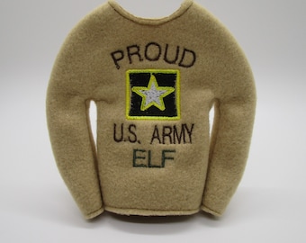 Handmade US Army Elf Doll Sweater: 12" Fleece Costume