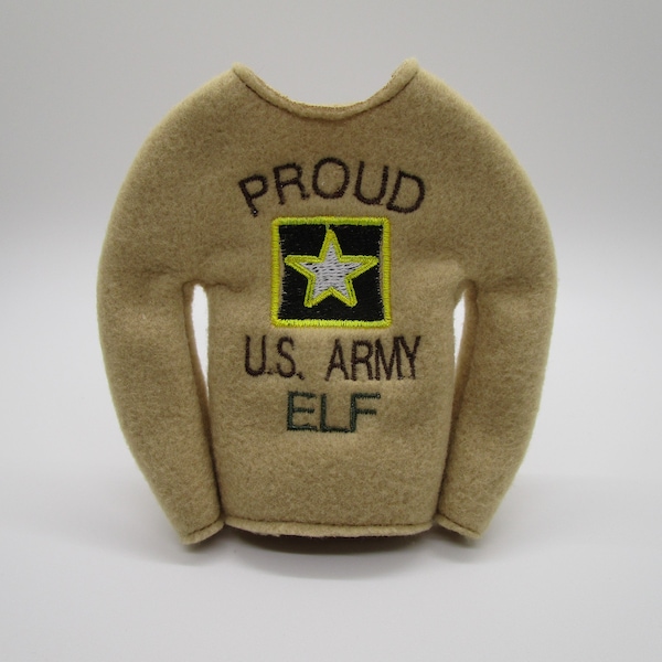 ELF Doll Clothes, 12" Doll Clothes, Proud US Army Elf, Doll Sweater, Shelf Elf Costume, ELF Outfit, Great for Fun Elf Antics!
