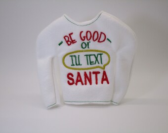 Shelf Elf Sweater: "I'll Text Santa" Doll Clothes