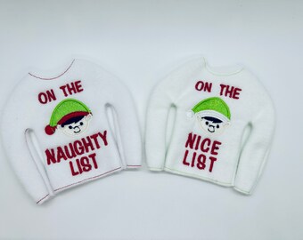 Elf Doll Clothes: "Naughty/Nice List" 12" Doll Sweater Set