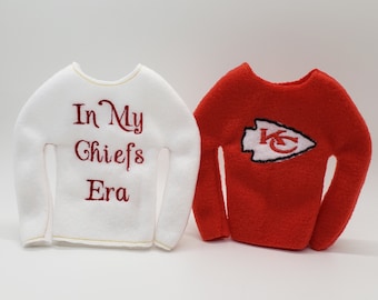 Taylor and Kelce Doll sweaters, Fits Shelf Elf or 12" Dolls