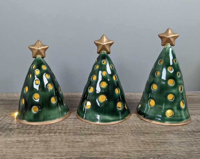 Handmade Ceramic Christmas Tree Light Three Sizes Etsy