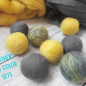 Felt Ball Cat Toys, Eco Friendly Cat Toys, Yellow and Gray Wool Cat Balls Set, Gifts for Cats Lover