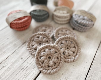 Beige Reusable Face Scrubbies, Eco friendly Cotton Rounds, Makeup Remover Pads, Zero waste Face Wipes, Sustainable Gifts for Sister