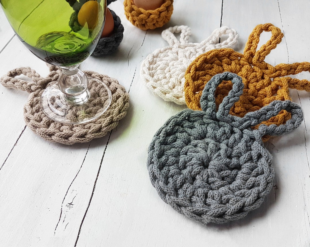 Minimalist Easter Bunny Coasters, Scandinavian Table Decor, Rustic ...