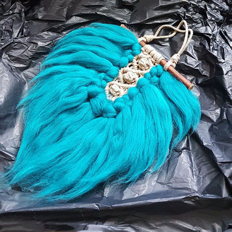 Moderne Bauernhaus Wand Dekor Petrol Bleu Makramee Blatt Feder | Etsy