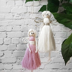Scandinavian Christmas Macrame Angel Ornament, Nordic Holiday Swedish Christmas Angel Figurine, Christmas Gifts for Coworkers